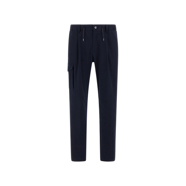 Herno Navy Blue Resort Trousers in Stretch Cotton | Men's Trousers | Luxury Shoes 