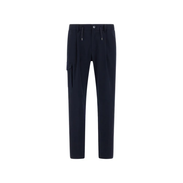 Herno Navy Blue Resort Trousers in Stretch Cotton | Men's Trousers | Luxury Shoes 