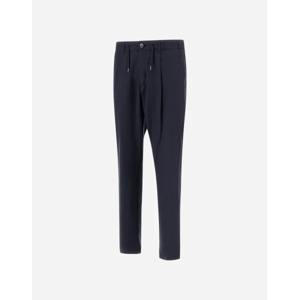 Herno Navy Blue Resort Trousers in Stretch Micromodal | Men's Trousers | Luxury Shoes 