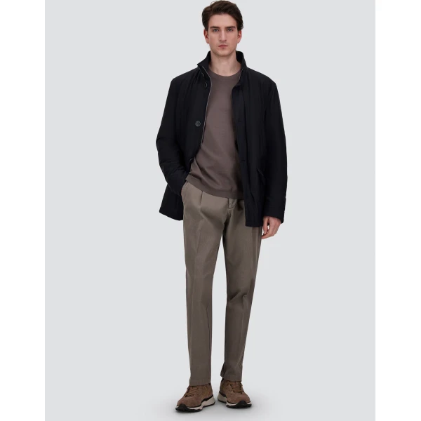 Herno Navy Blue Short Coat in Bi-Stretch Nylon | Men's Coats | Luxury Shoes 