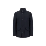 Herno Navy Blue Short Coat in Bi-Stretch Nylon | Men's Coats | Luxury Shoes 
