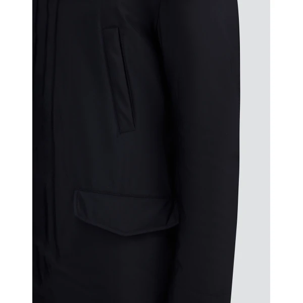 Herno Navy Blue Short Coat in Bi-Stretch Nylon | Men's Coats | Luxury Shoes 