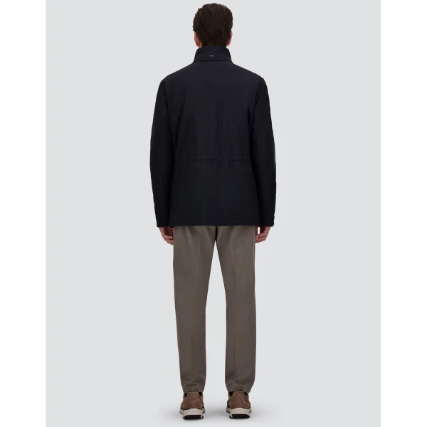 Herno Navy Blue Short Coat in Bi-Stretch Nylon | Men's Coats | Luxury Shoes 