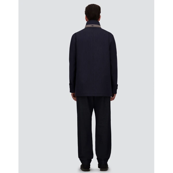 Herno Navy Blue Short Coat in Fine Wool | Men's Coats | Luxury Shoes 