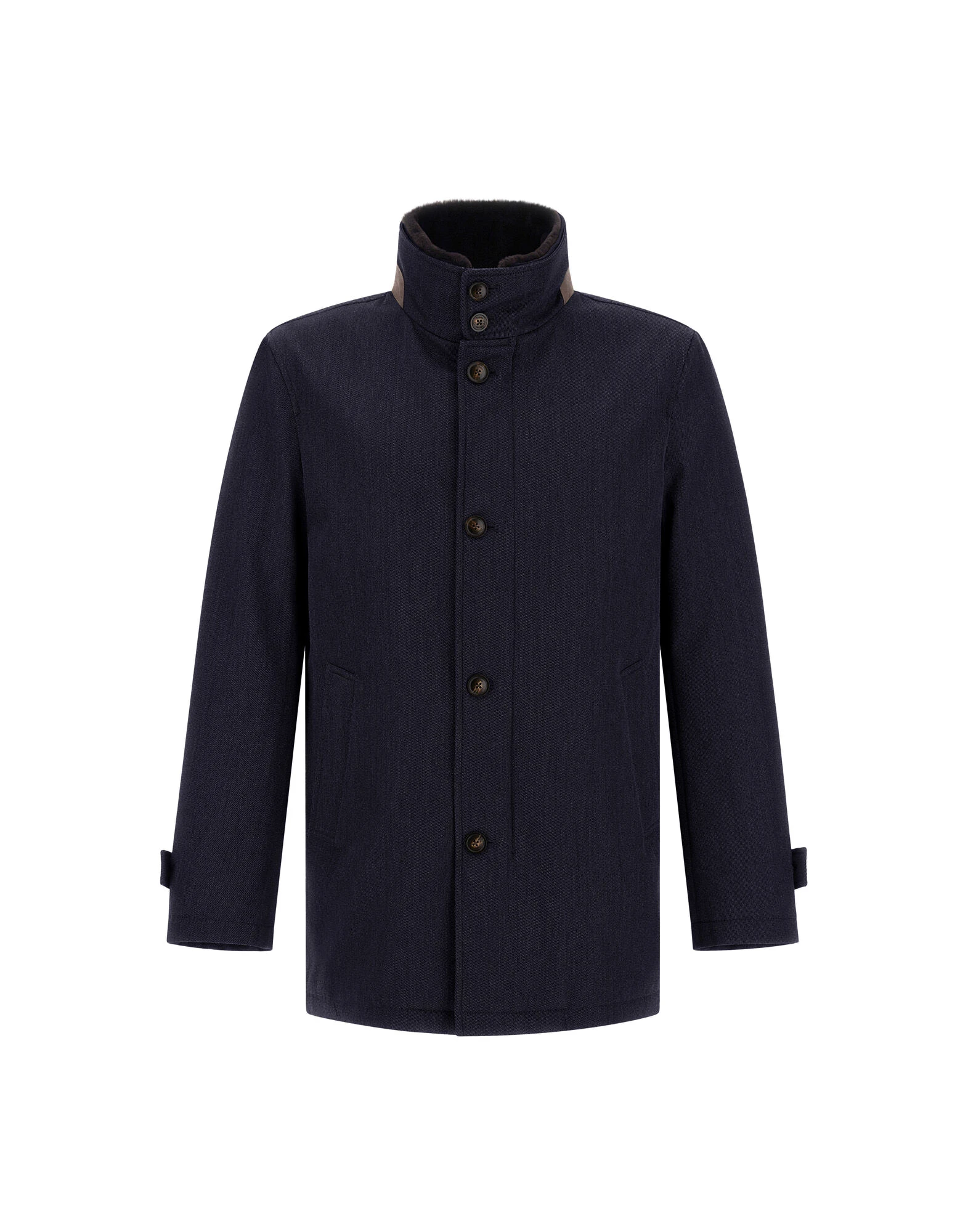 Herno Navy Blue Short Coat in Fine Wool Herno Navy Blue Short Coat in Fine Wool | Men's Coats | Luxury Shoes