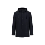 Herno Navy Blue Short Parka in Wool, Silk and Suede Effect | Men's Coats | Luxury Shoes 