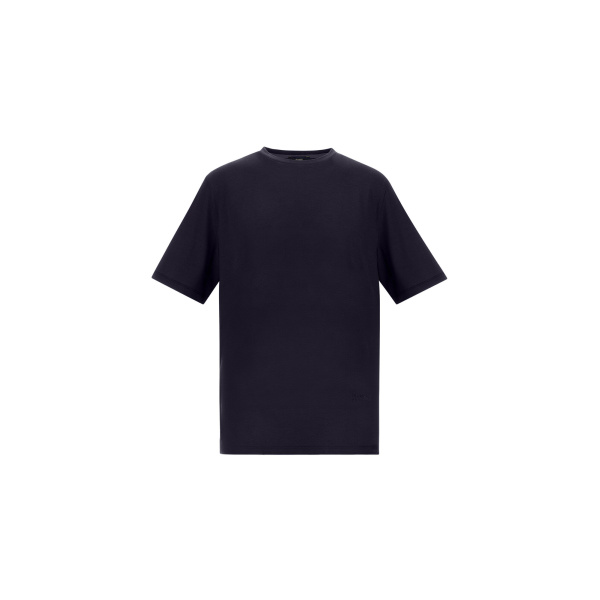 Herno Navy Blue T-Shirt in Wool Jersey | Men's T-Shirts and Polos | Luxury Shoes 