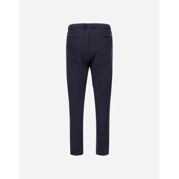 Herno Navy Blue Trousers in Cotton-Effect Stretch Fabric | Men's Trousers | Luxury Shoes 