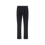 Herno Navy Blue Trousers in Light Stretch Wooly | Men's Trousers | Luxury Shoes 