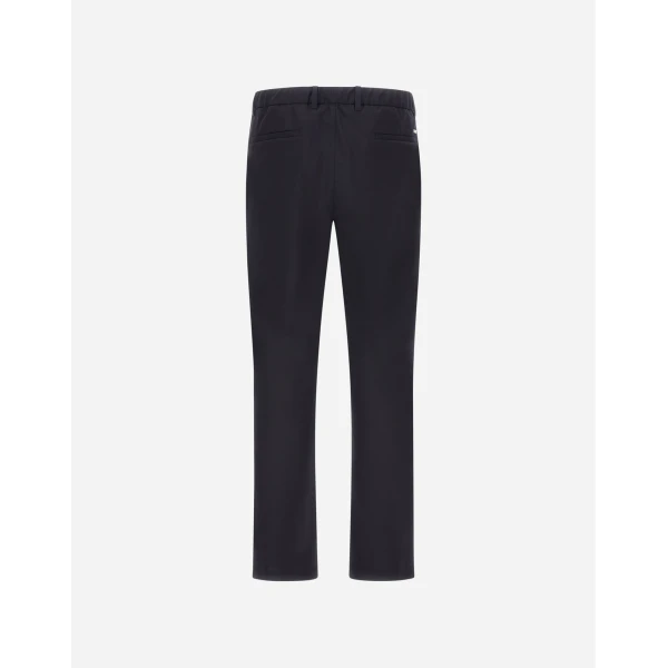 Herno Navy Blue Trousers in Light Stretch Wooly | Men's Trousers | Luxury Shoes 