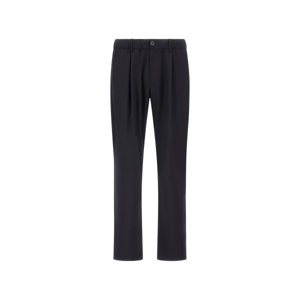 Herno Navy Blue Trousers in Light Stretch Wooly | Men's Trousers | Luxury Shoes 