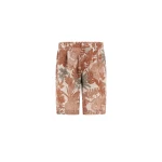 Herno Orange and Military Cargo Shorts in Fade-Effect Linen with Tropical Print | Men's Trousers | Luxury Shoes 