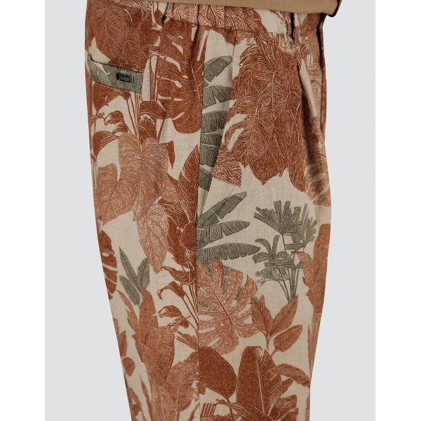 Herno Orange and Military Cargo Shorts in Fade-Effect Linen with Tropical Print | Men's Trousers | Luxury Shoes 