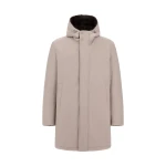 Herno Pearl Grey Parka in Matte Twill and Light Faux Fur | Men's Coats | Luxury Shoes 