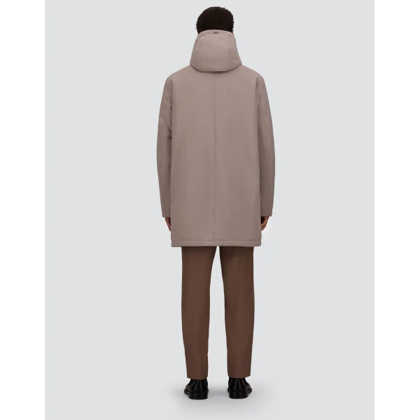Herno Pearl Grey Parka in Matte Twill and Light Faux Fur | Men's Coats | Luxury Shoes 