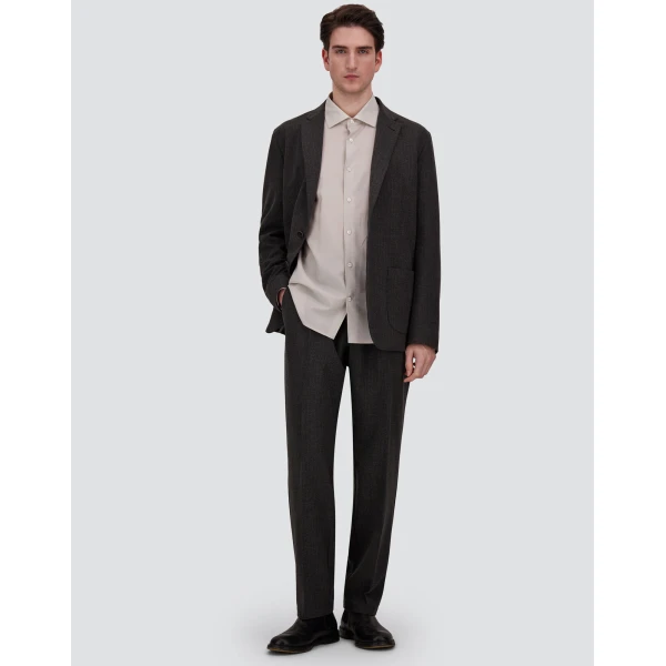 Herno Pinstriped Technical Fabric Trousers in Iron | Men's Trousers | Luxury Shoes 