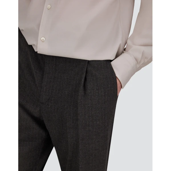 Herno Pinstriped Technical Fabric Trousers in Iron | Men's Trousers | Luxury Shoes 