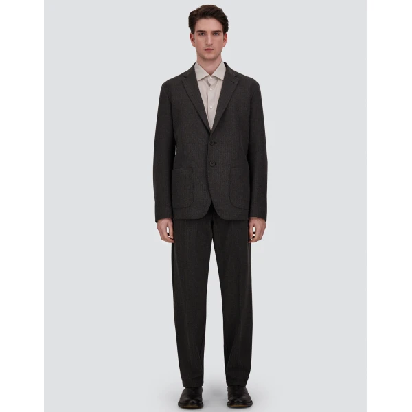 Herno Pinstriped Technical Fabric Trousers in Iron | Men's Trousers | Luxury Shoes 