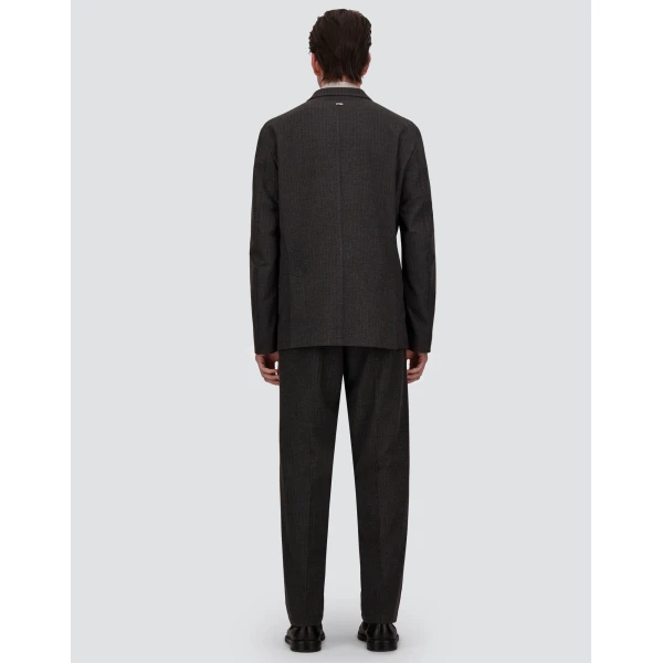 Herno Pinstriped Technical Fabric Trousers in Iron | Men's Trousers | Luxury Shoes 
