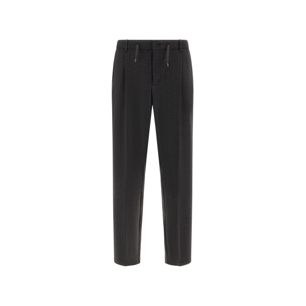 Herno Pinstriped Technical Fabric Trousers in Iron | Men's Trousers | Luxury Shoes 