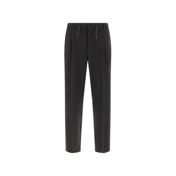 Herno Pinstriped Technical Fabric Trousers in Iron | Men's Trousers | Luxury Shoes 