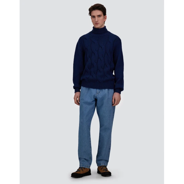 Herno Pleated Denim Trousers in Light Blue | Men's Jeans | Luxury Shoes 