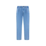 Herno Pleated Denim Trousers in Light Blue | Men's Jeans | Luxury Shoes 