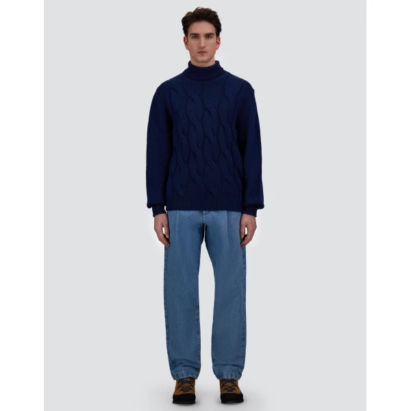 Herno Pleated Denim Trousers in Light Blue | Men's Jeans | Luxury Shoes 
