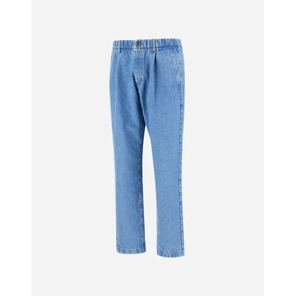 Herno Pleated Denim Trousers in Light Blue | Men's Jeans | Luxury Shoes 