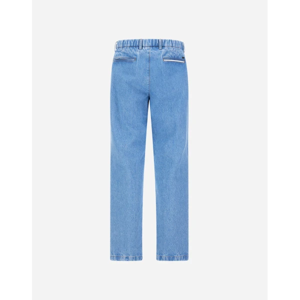 Herno Pleated Denim Trousers in Light Blue | Men's Jeans | Luxury Shoes 