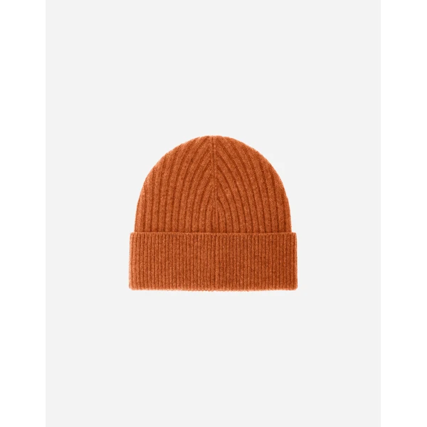 Herno Ribbed Wool Beanie in Copper | Men's Hats | Luxury Shoes 