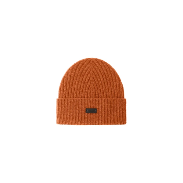 Herno Ribbed Wool Beanie in Copper | Men's Hats | Luxury Shoes 