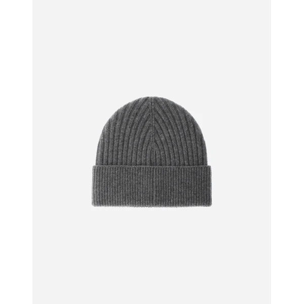 Herno Ribbed Wool Beanie in Dark Grey | Men's Hats | Luxury Shoes 