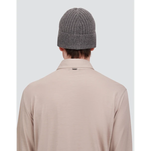 Herno Ribbed Wool Beanie in Dark Grey | Men's Hats | Luxury Shoes 
