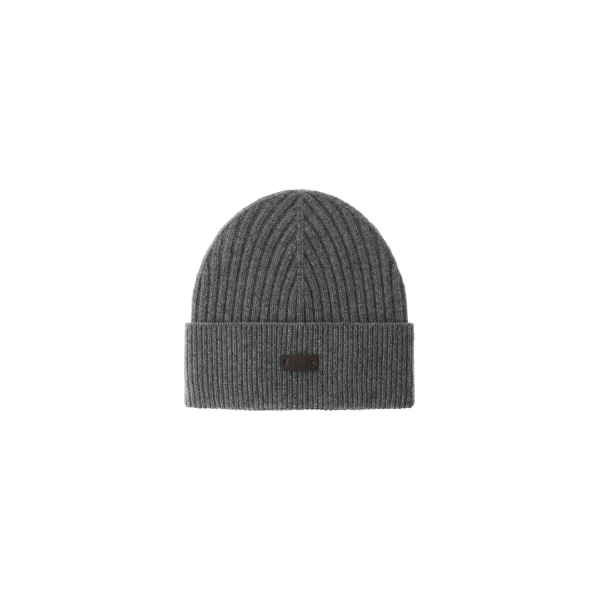 Herno Ribbed Wool Beanie in Dark Grey | Men's Hats | Luxury Shoes 