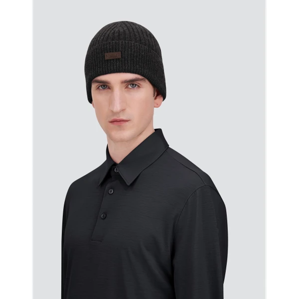 Herno Ribbed Wool Beanie in Navy Blue | Men's Hats | Luxury Shoes 