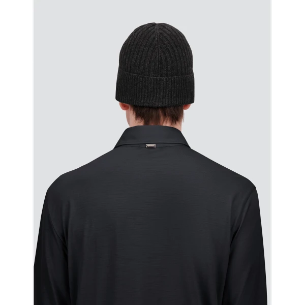 Herno Ribbed Wool Beanie in Navy Blue | Men's Hats | Luxury Shoes 