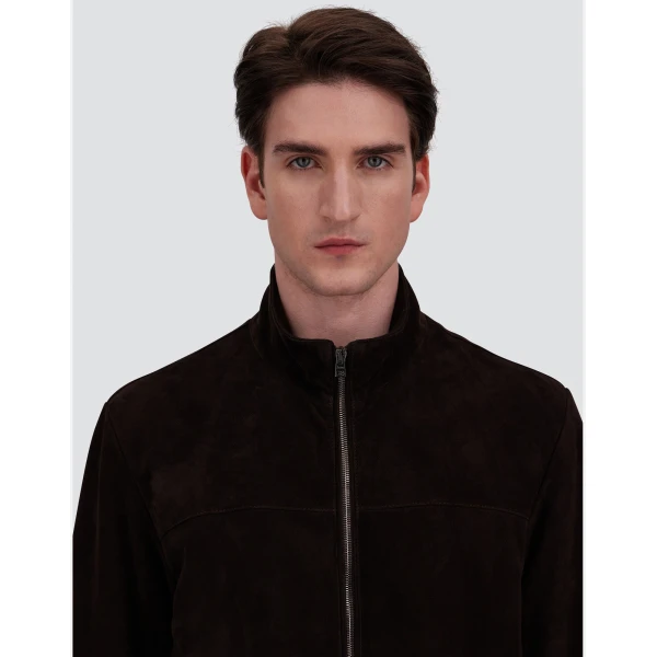Herno Suede Jacket in Dark Brown | Men's Jackets | Luxury Shoes 