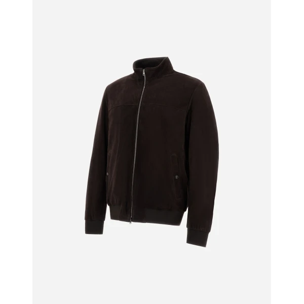 Herno Suede Jacket in Dark Brown | Men's Jackets | Luxury Shoes 