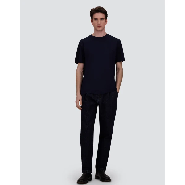 Herno Superfine Cotton Stretch T-Shirt in Navy Blue | Men's T-Shirts and Polos | Luxury Shoes 