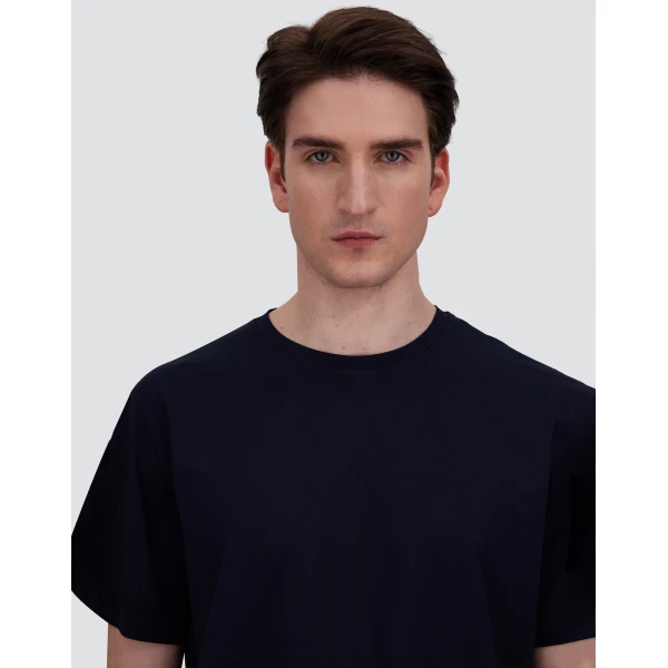 Herno Superfine Cotton Stretch T-Shirt in Navy Blue | Men's T-Shirts and Polos | Luxury Shoes 