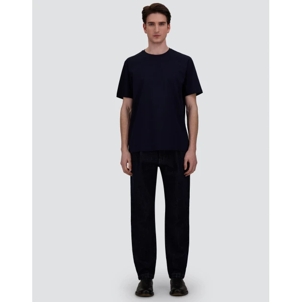 Herno Superfine Cotton Stretch T-Shirt in Navy Blue | Men's T-Shirts and Polos | Luxury Shoes 