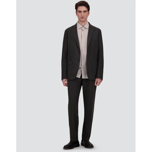 Herno Technical Fabric Blazer with Pinstripe Pattern in Iron | Men's Jackets | Luxury Shoes 