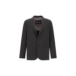 Herno Technical Fabric Blazer with Pinstripe Pattern in Iron | Men's Jackets | Luxury Shoes 