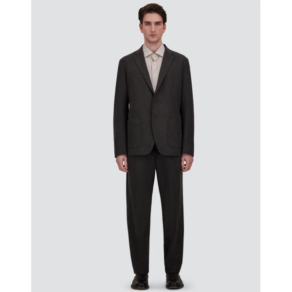 Herno Technical Fabric Blazer with Pinstripe Pattern in Iron | Men's Jackets | Luxury Shoes 