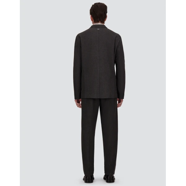 Herno Technical Fabric Blazer with Pinstripe Pattern in Iron | Men's Jackets | Luxury Shoes 