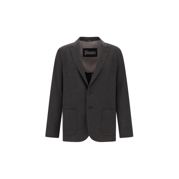 Herno Technical Fabric Blazer with Pinstripe Pattern in Iron | Men's Jackets | Luxury Shoes 