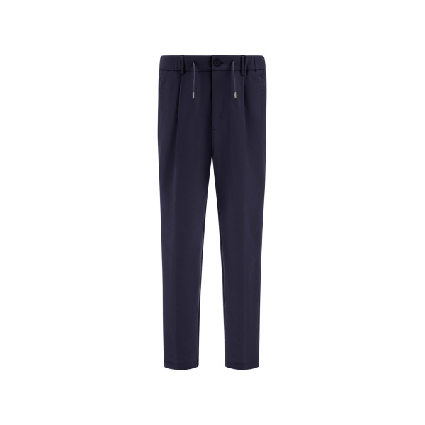 Herno Technical Stretch Fabric Trousers in Navy Blue | Men's Trousers | Luxury Shoes 
