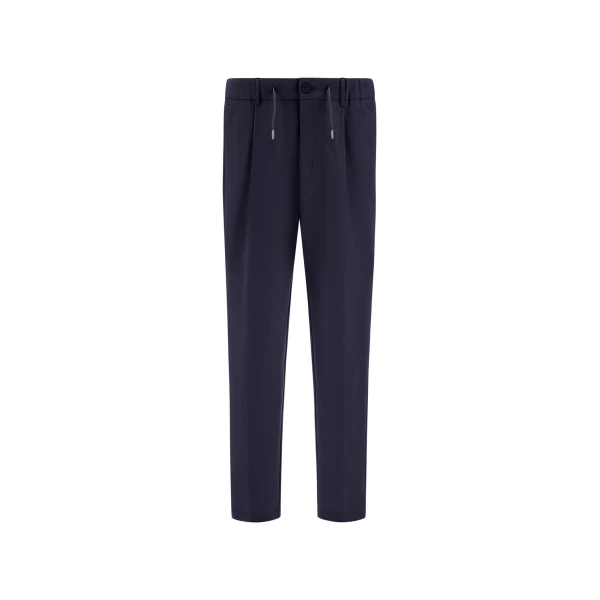 Herno Technical Stretch Fabric Trousers in Navy Blue | Men's Trousers | Luxury Shoes 