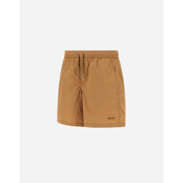 Herno Ultralight Crease Beach Boxers in Camel | Men's Swimwear | Luxury Shoes 